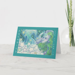 Cartão Zodiac Aquarius 'Happy Birthday' greetings card