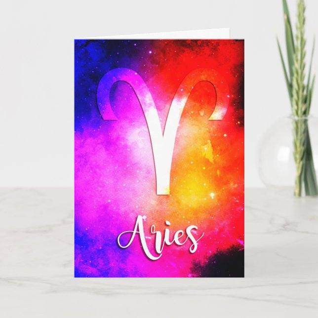 Cartão Zodiac: Aries Space Candy Birthday Card (Frente)