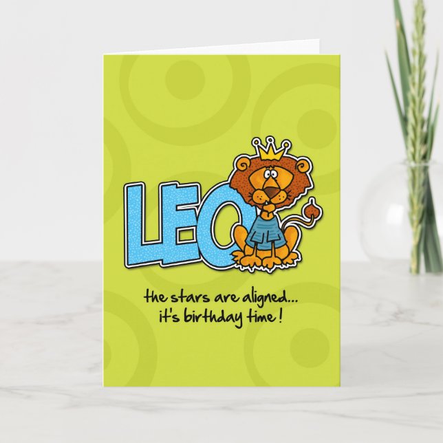 Cartão Zodiac Birthday - Leo (Frente)