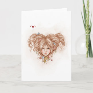 Cartão Zodiac Girl Greeting Card: Aries