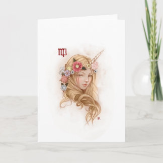 Cartão Zodiac Girl Greeting Card: Virgo