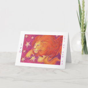 Cartão Zodiac Leo 'Happy Birthday' white border