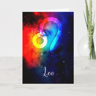 Cartão Zodiac: Leo Rainbow Space