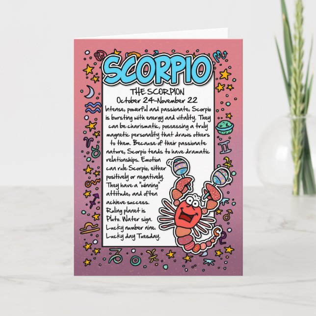 Cartão Zodiac - Scorpio Fun Facts (Frente)