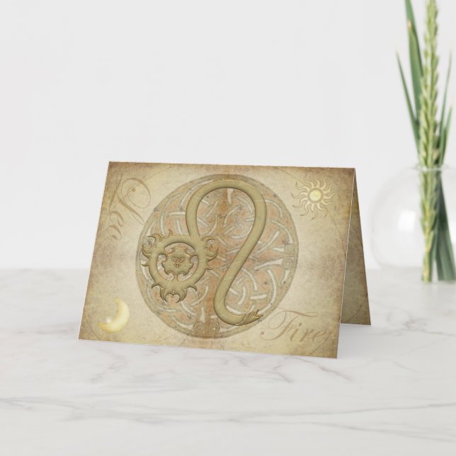 Cartão Zodiac Sign Leo Greetings and Notecards (Frente)