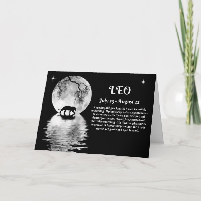 Cartão Zodiac Sign of Leo July and August Birthday (Frente)