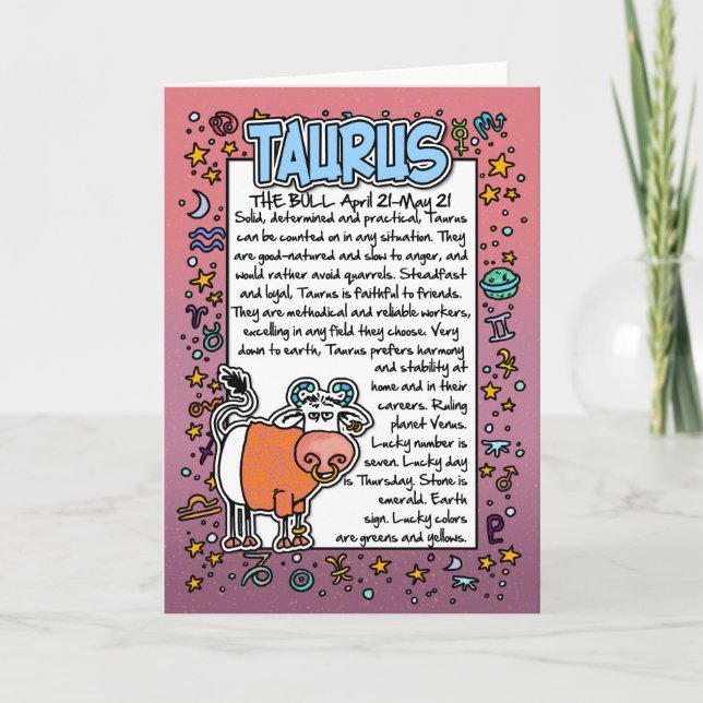 Cartão Zodiac - Taurus Fun Facts (Frente)