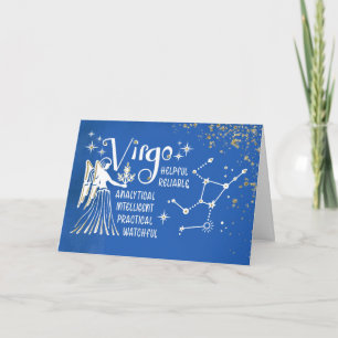 Cartão Zodiac Virgo Birthday com Símbolo Constelação