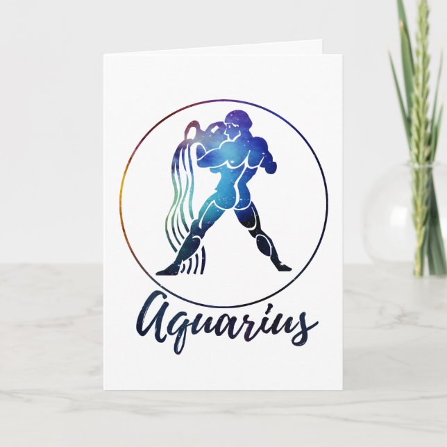 Cartão Zodíaco: Design do Círculo Arco-Íris Espacial Aquá (Frente)