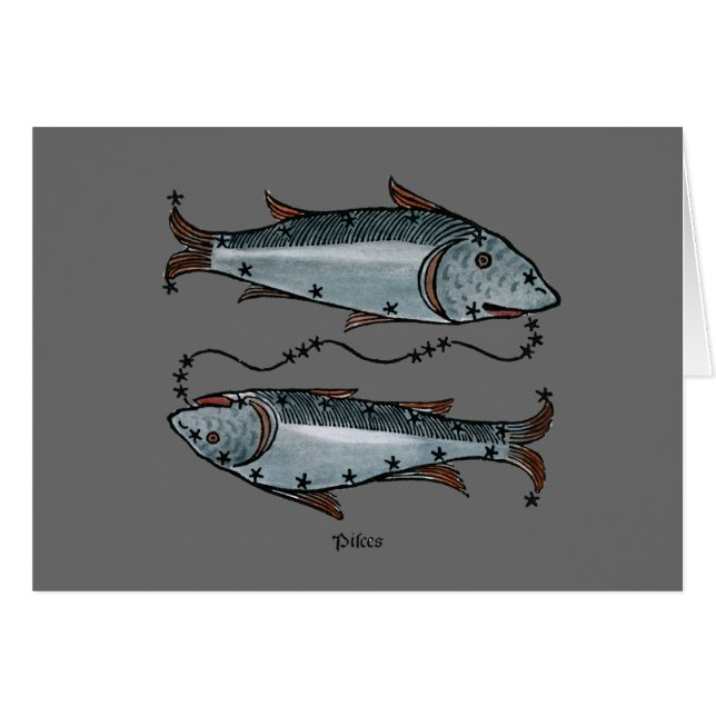 Cartão Zodíaco: Peixes na cor (Frente horizontal)