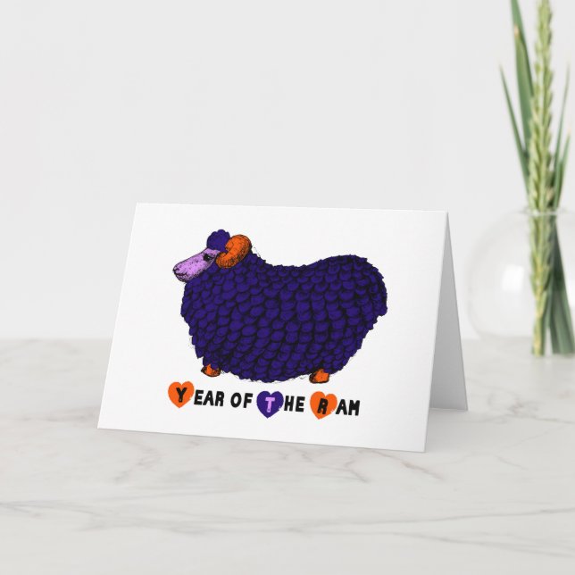 Cartão Zodiodíaco de Ano Novo chinês Ram Grande Ro (Frente)