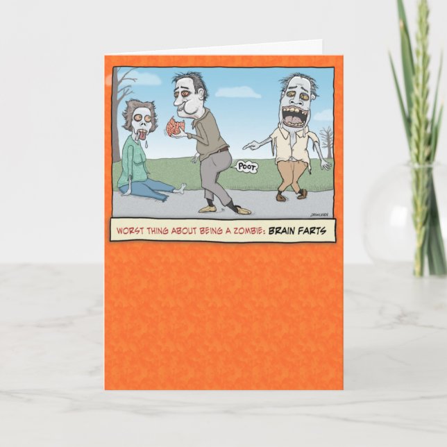 Cartão Zombie Cérebro Faria Halloween (Frente)