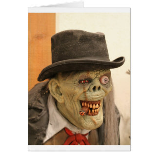 Cartão Zombie com Charuto e Chapéu Superior