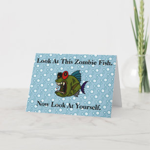 Cartão Zombie Fish Birthday Card