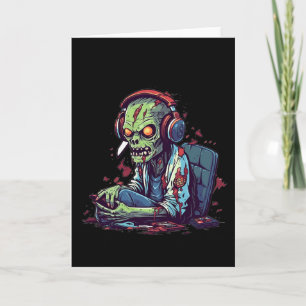 Cartão Zombie Gamer Halloween Figurume Jogos Vídeo game C