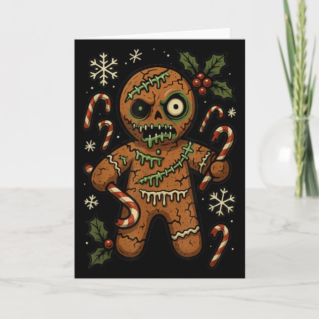 Cartão Zombie Gingerbread Man Christmas Zombie  (Frente)