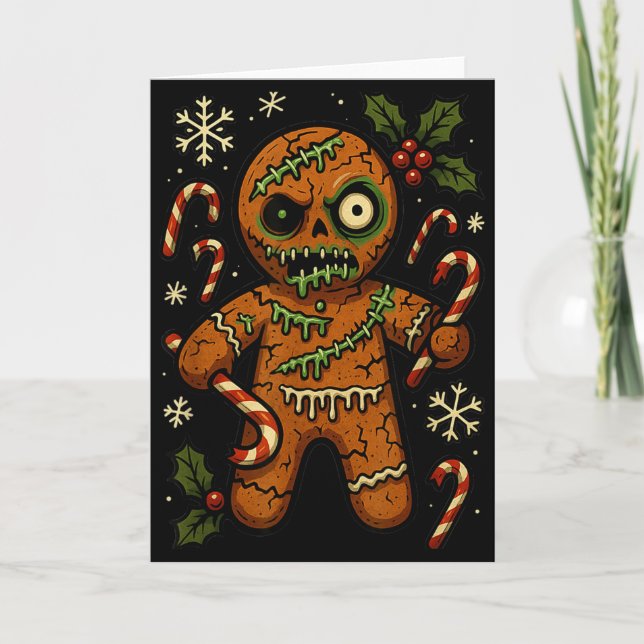 Cartão Zombie Gingerbread Man Christmas Zombie T Shirt  (Frente)