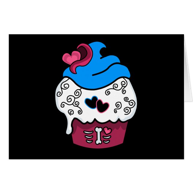 Cartão Zombie Heart Cupcake (Frente Horizontal)