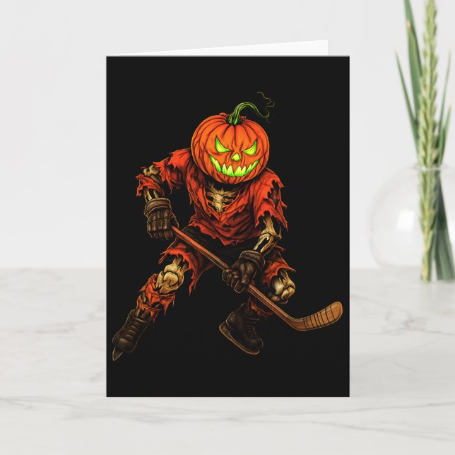 Cartão Zombie Hockey Player Costume Skeleton Ice Hockey H (Frente)
