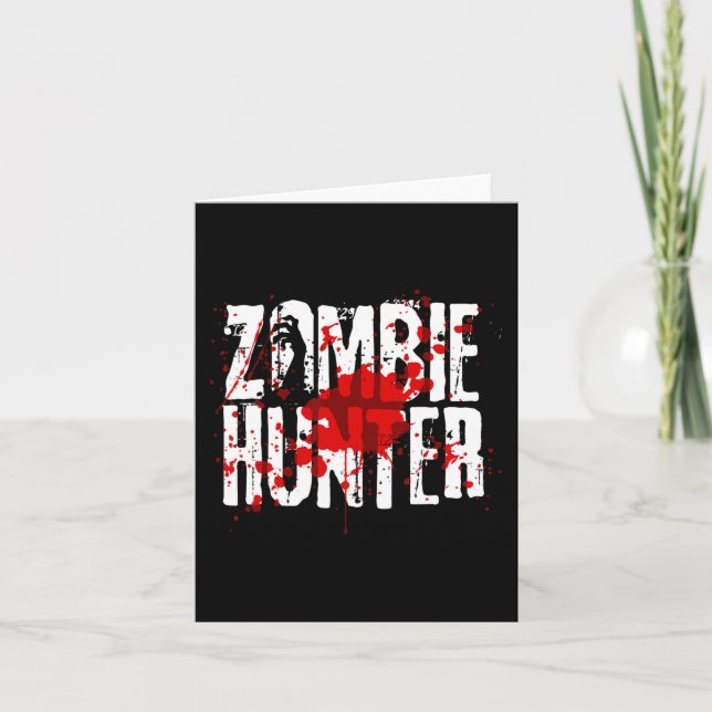 Cartão Zombie Hunter Design Para Meninas No Dia Das Bruxa (Frente)