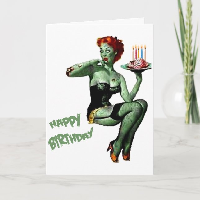 Cartão Zombie Pin Up Aniversário (Frente)