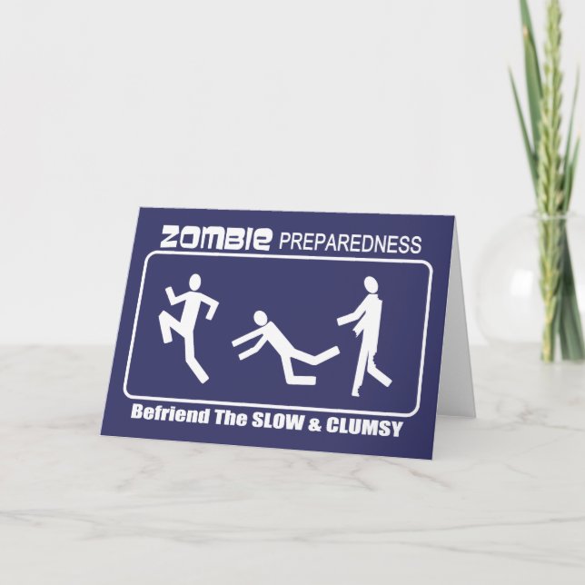 Cartão Zombie Preparedness Befriend Slow WHITE Design (Frente)