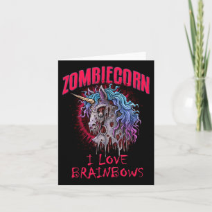 Cartão Zombie Unicorn I Love Brainbows Punk Gothic Gótico