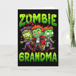 Cartão Zombie Vovó Halloween Figurume Family Combinação