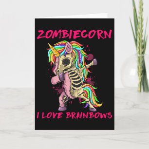 Cartão Zombiecorn Adoro Brainbows Zombie Halloween Unico