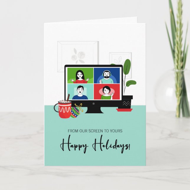 Cartão Zoom De Natal Da Nossa Tela Ao Seu Feriado (Frente)