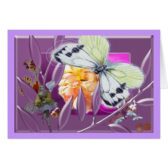 Cartão Zorra com borboleta (Frente Horizontal)