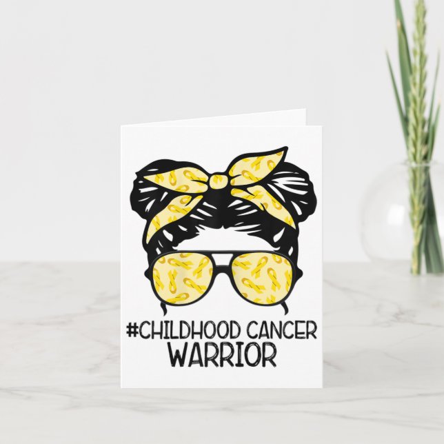 Cartão Zqxj Messy Bun Yellow Ribbon Chilhood Cancer Wart (Frente)