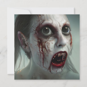 Cartão Zumbi Assustador Caminhando no Halloween