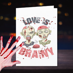 Cartão Zumbis Engraçados O Amor é Inteligente Halloween