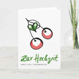 Cartão Zur Hochzeit: Glückwunschkarte Kirschen und Herz