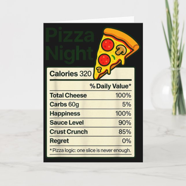 Cartão Zza Lover Night Funny Nutrition Facts Costume For  (Frente)