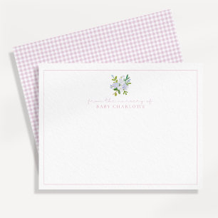 Cartãozinho de notas cor-de-rosa xadrez floral par