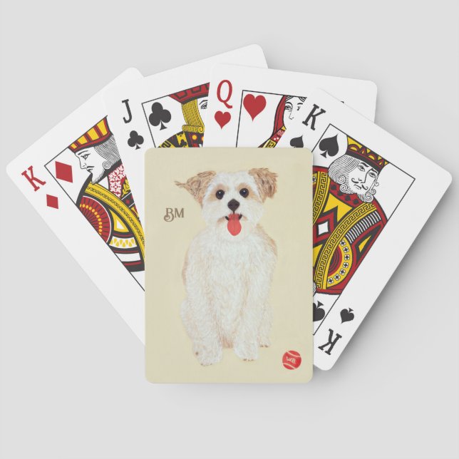 Cartas Clássicas de Baralho com Cachorro Morkie e  (Verso)