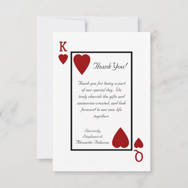 Cartas de agradecimento Rei/Rainha de cartas (Frente)
