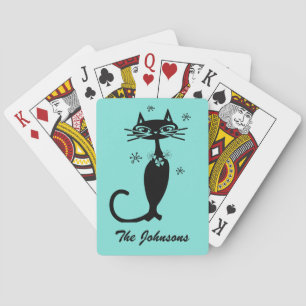 Cartas de Baralho Aqua Atomic Retro Gato Presente