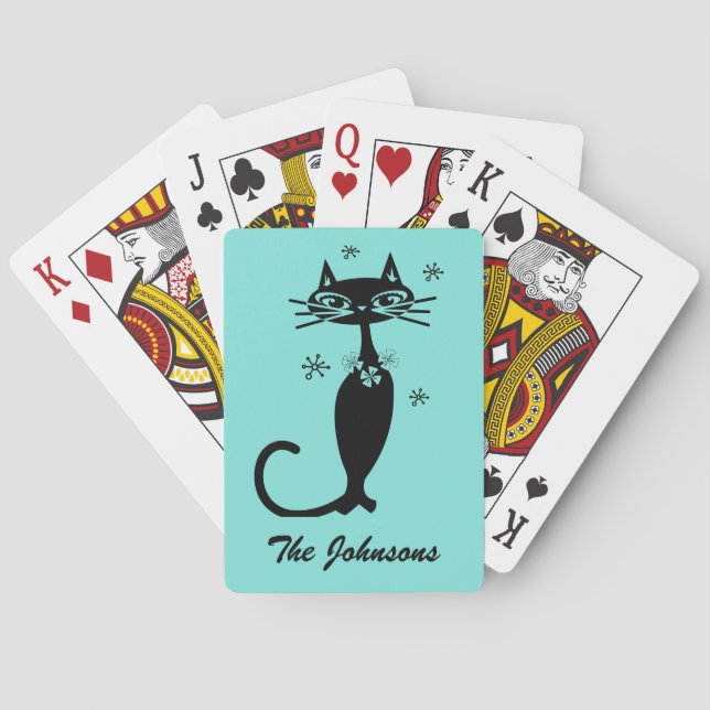 Cartas de Baralho Aqua Atomic Retro Gato Presente  (Verso)