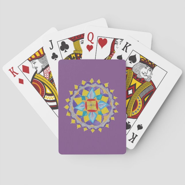 Cartas de Baralho Azul Amarelo Mandala (Verso)