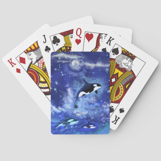 Cartas de Baralho Baleias Orcas na Lua Cheia (Verso)