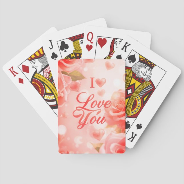 Cartas de Baralho Clássicas Rosa e Branco do Dia d (Verso)