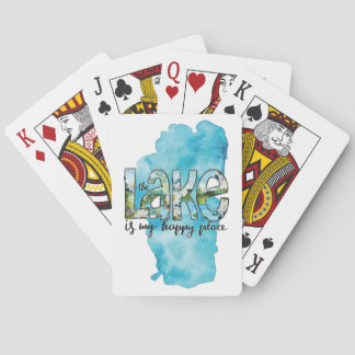 Cartas de Baralho com Design de Lago em Aquarela