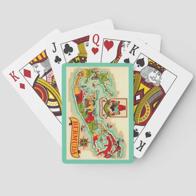 Cartas de Baralho com Mapa Antigo Clássico das Ber (Verso)