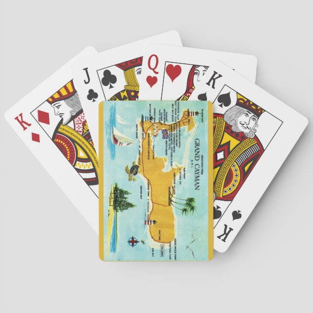 Cartas de Baralho com Mapa Antigo de Grand Cayman (Verso)