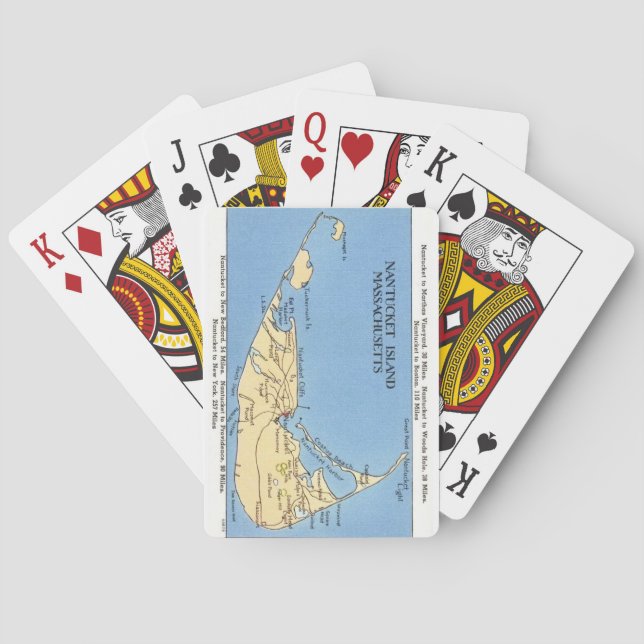 Cartas de Baralho com Mapa Antigo de Nantucket (Verso)