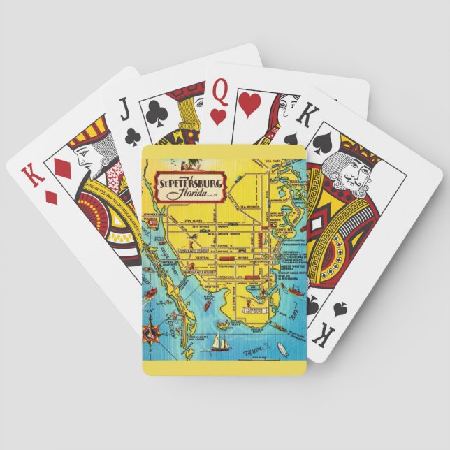 Cartas de Baralho com Mapa Antigo de São Petersbur (Verso)