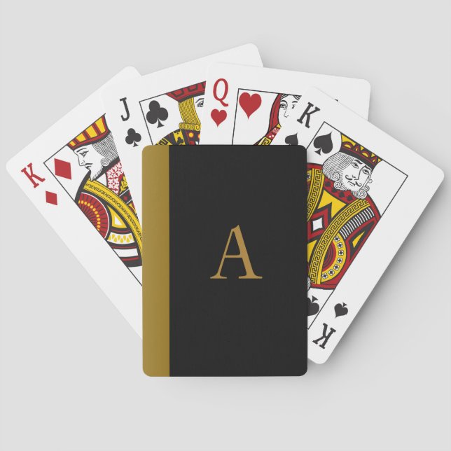 Cartas de Baralho com Monograma Preto de Presente (Verso)